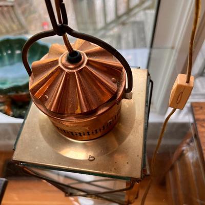 Large Vintage Copper Hanging Lantern Electrified