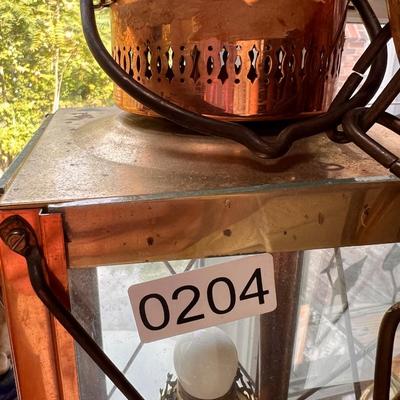 Large Vintage Copper Hanging Lantern Electrified
