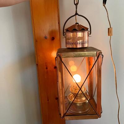 Large Vintage Copper Hanging Lantern Electrified