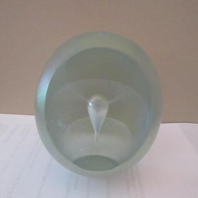 Hand Created Controlled Bubble Glass Paper Weight- Signed Evenhalt 2000 WMUF- Approx 4