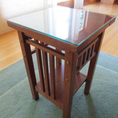 Solid Wood Arts and Crafts Style Accent Table-Approx 15