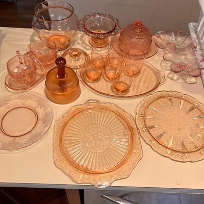 Large Vintage Pink Depression Glass Lot