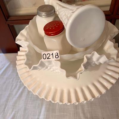 Vintage MCM Mixed Lot Milk Glass Hobnail