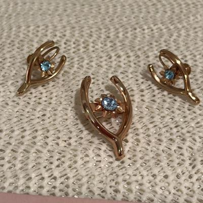 Coro style gold filled wishbown set