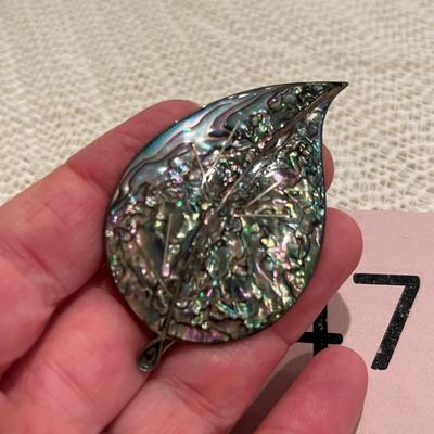 Taxco abalone leaf pin