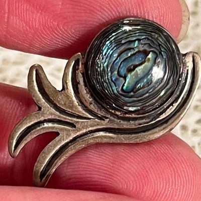 Taxco Abalone earrings, clip on.