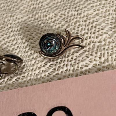 Taxco Abalone earrings, clip on.