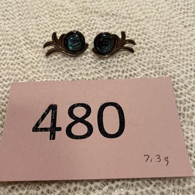 Taxco Abalone earrings, clip on.