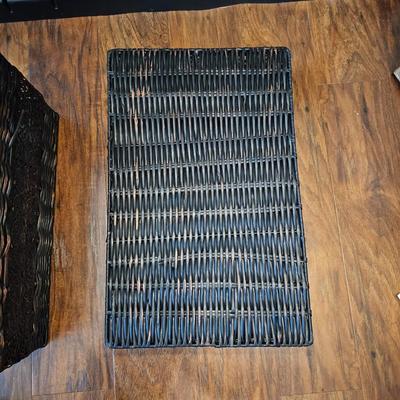 Bronze Colored Lamp and Faux Wicker and Metal Baskets (M-DW)