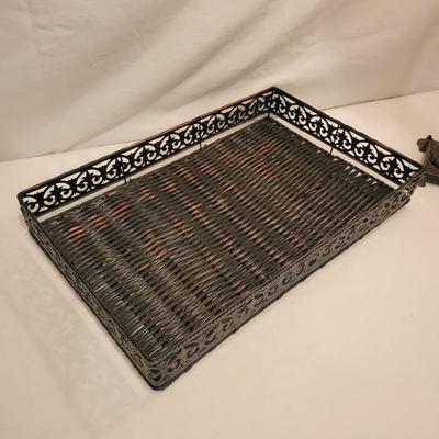 Bronze Colored Lamp and Faux Wicker and Metal Baskets (M-DW)