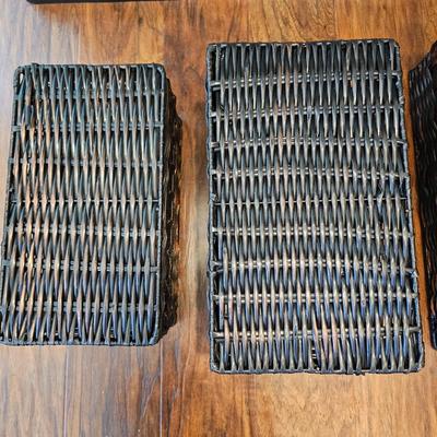 Bronze Colored Lamp and Faux Wicker and Metal Baskets (M-DW)