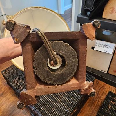 Bronze Colored Lamp and Faux Wicker and Metal Baskets (M-DW)