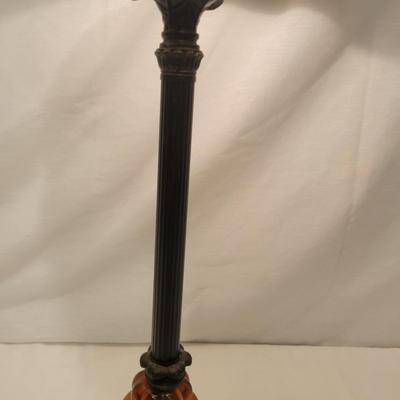 Bronze Colored Lamp and Faux Wicker and Metal Baskets (M-DW)