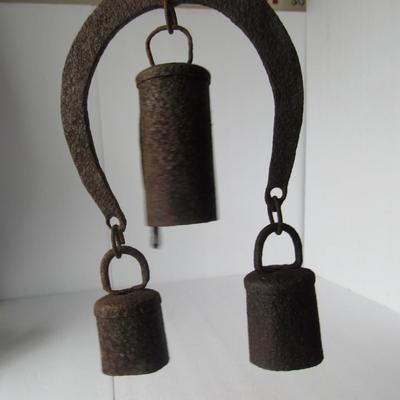 Lot 465:  Rusty Outdoor Wind Chime, Horseshoe and Bells Style