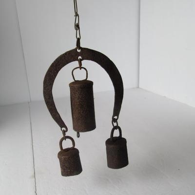 Lot 465:  Rusty Outdoor Wind Chime, Horseshoe and Bells Style