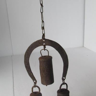 Lot 465:  Rusty Outdoor Wind Chime, Horseshoe and Bells Style