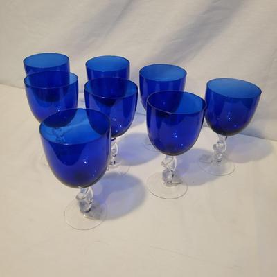 Eight Zrike Twist Cobalt Blue Goblets (LR-DW)