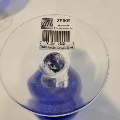 Eight Zrike Twist Cobalt Blue Goblets (LR-DW)