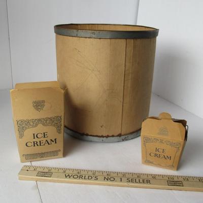 Lot 476:  Lot of Vintage Cardboard Ice Cream Boxes and Pails
