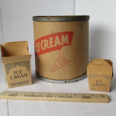 Lot 476:  Lot of Vintage Cardboard Ice Cream Boxes and Pails