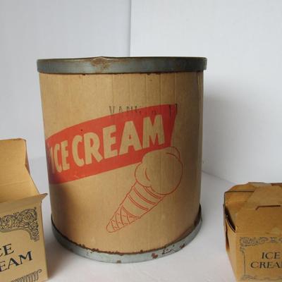 Lot 476:  Lot of Vintage Cardboard Ice Cream Boxes and Pails
