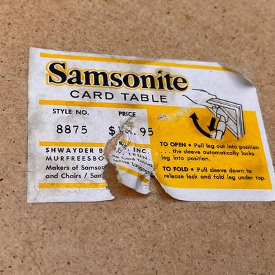 SAMSONITE VINYL COVERED FOLDING CARD TABLE