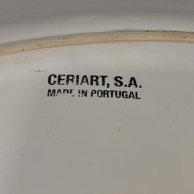 LARGE WHITE CERAMIC DIVIDED SERVING DISH MADE IN PORTUGAL