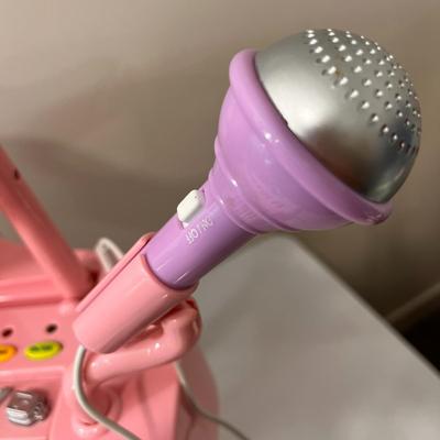 FUN PINK KARAOKE TOY GRAND PIANO RECORDS, VARIOUS SETTINGS w/MICROPHONE WORKS GREAT!