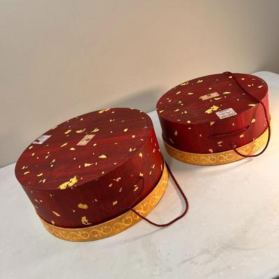PAIR OF LOVELY COORDINATING HAT BOXES