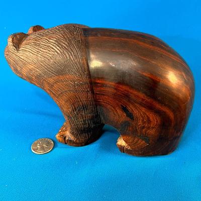 EXTRA HEAVY CARVED IRONWOOD BEAR FIGURE