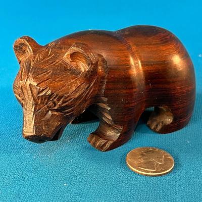 SMALLER CARVED IRONWOOD BEAR FIGURE