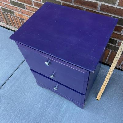 3-DRAWER NIGHT STAND PAINTED PURPLE, METAL KNOBS 