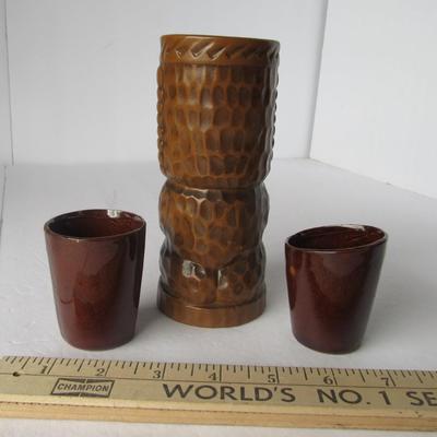 Lot 482:  Tiki Vase and Two Funny Face Shot Glasses