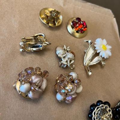 Lot of vintage earrings + more