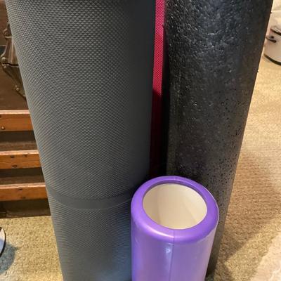 Yoga mat and foam rollers