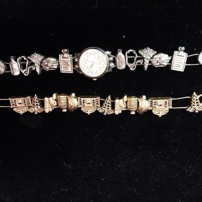 CHARM BRACELET AND WATCH WITH A NURSING THEME