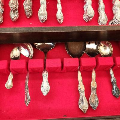 Lot #55  Large Set of Silverplate Flatware in Case - possibly "Beverly Manor" pattern