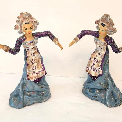 Lot #65  Pair Vintage Bali Dancers - Mid Century Modern