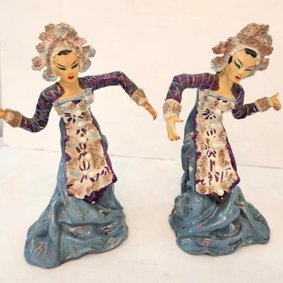 Lot #65  Pair Vintage Bali Dancers - Mid Century Modern