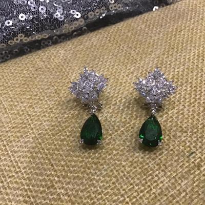 Green  Glass Dangling sparkling Earrings