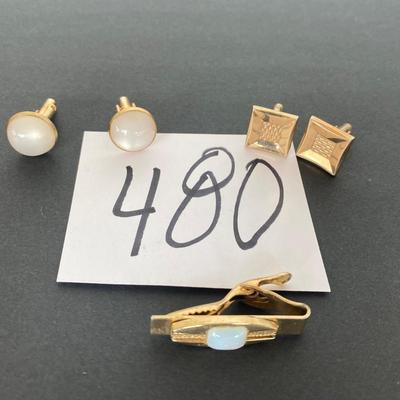 Vintage Cufflinks and Tie Clip