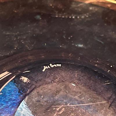 Blue Margarita Glasses & Signed Glass Bowl (LR-MG)