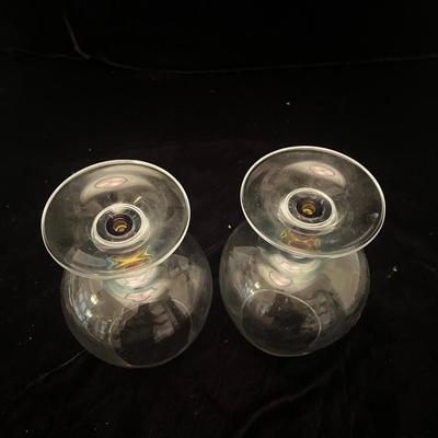 Blue Margarita Glasses & Signed Glass Bowl (LR-MG)