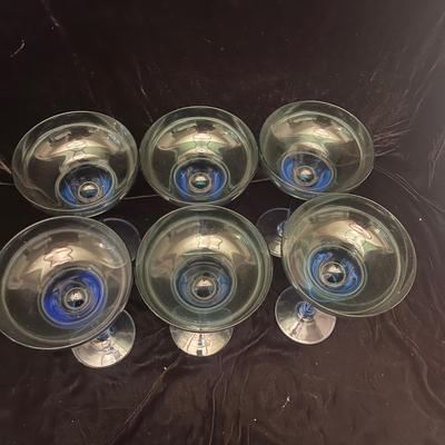 Blue Margarita Glasses & Signed Glass Bowl (LR-MG)