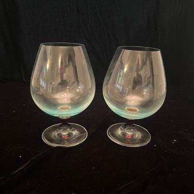 Blue Margarita Glasses & Signed Glass Bowl (LR-MG)