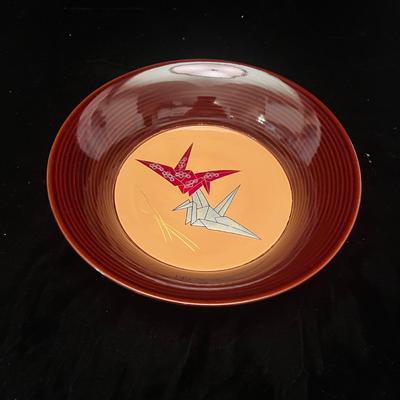 Asian Enameled Wood Plates & Bowl (LR-MG)