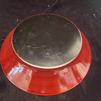 Asian Enameled Wood Plates & Bowl (LR-MG)