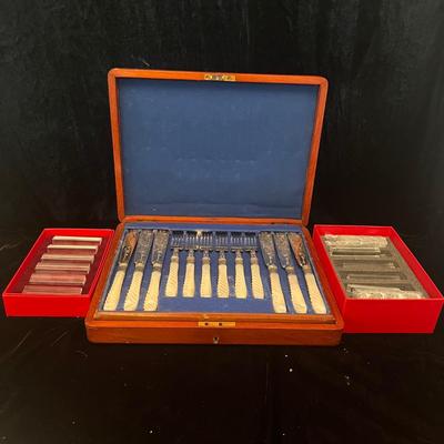 Baccarat Crystal & Victorian Silverplate Mother of Pearl Flatware (LR-MG)