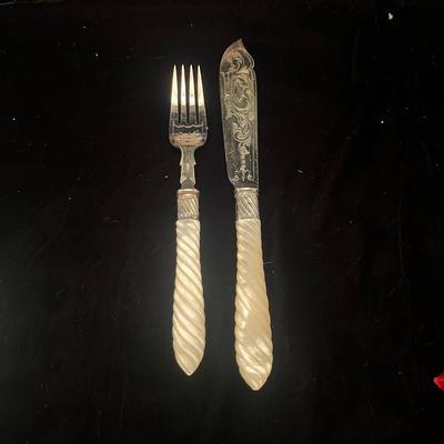 Baccarat Crystal & Victorian Silverplate Mother of Pearl Flatware (LR-MG)