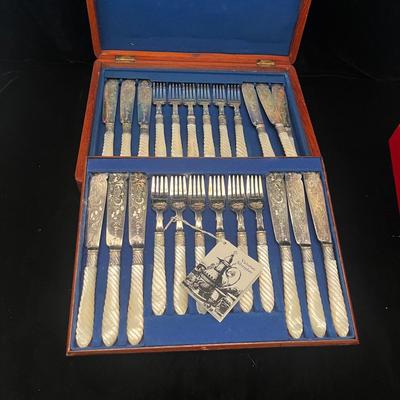 Baccarat Crystal & Victorian Silverplate Mother of Pearl Flatware (LR-MG)
